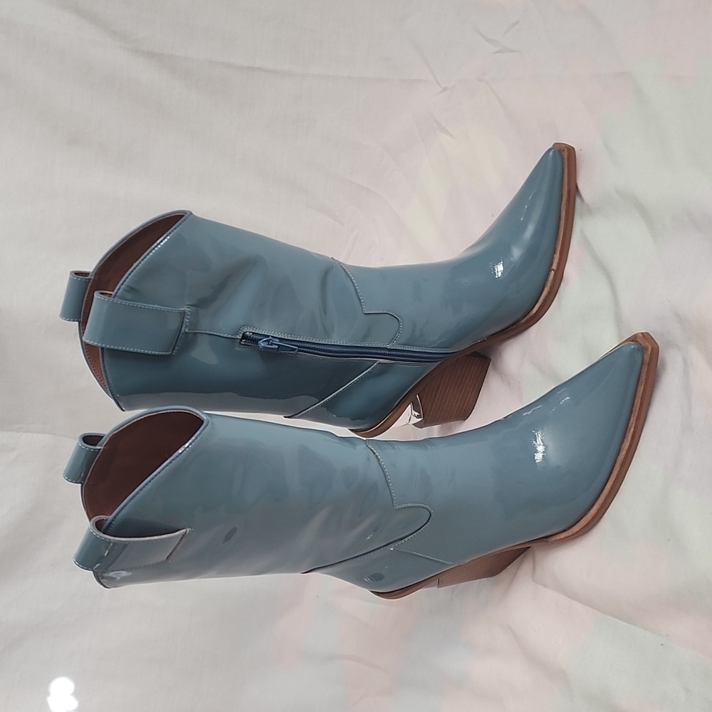 Jeffrey Campbell FREE PEOPLE Tall Western Boot Grayish Blue Size 6M Leather